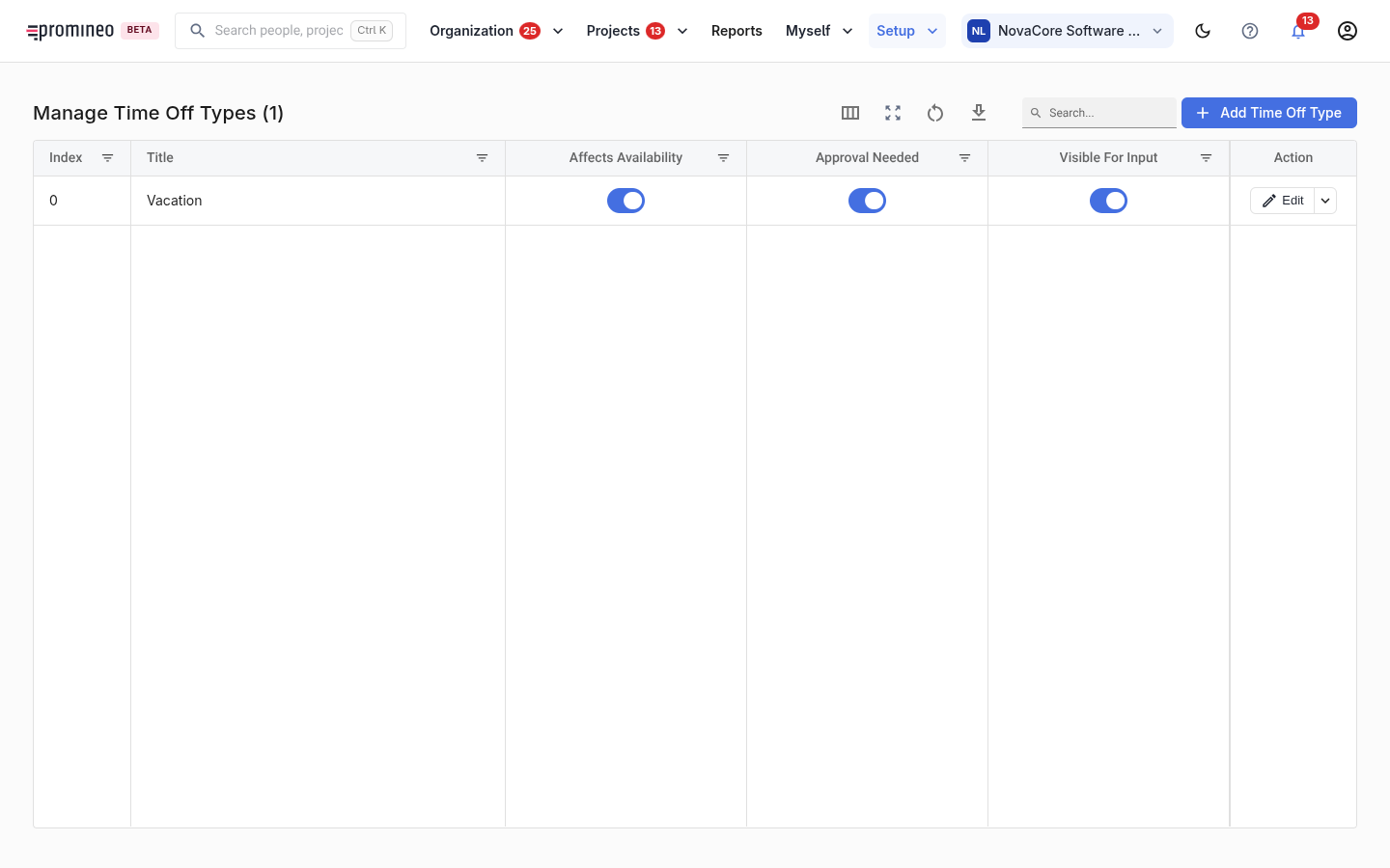 Manage Time Off types